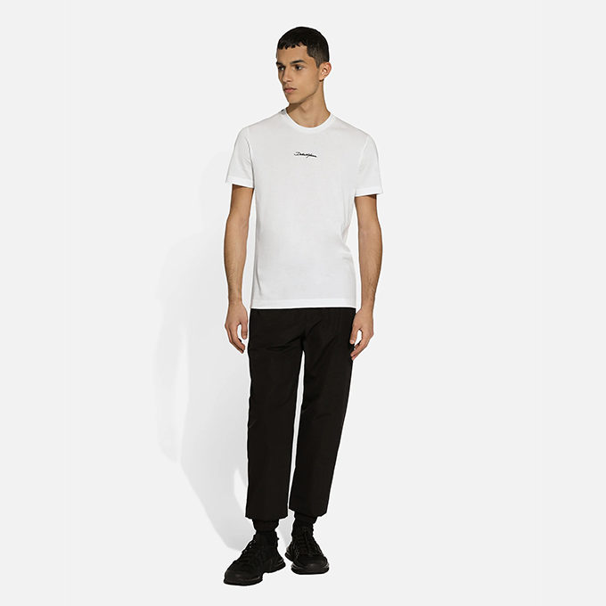 dolce & gabbana signature embroidery cotton t shirt